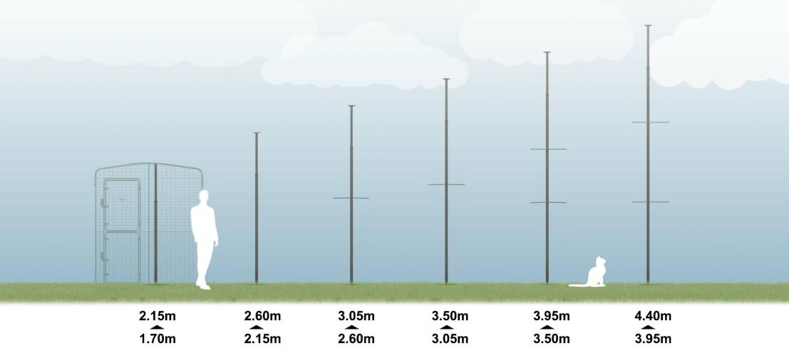 Grafico dell'albero per gatti da esterno Freestyle con le misure disponibili