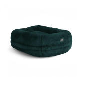 Omlet Lux ury super soft donut cat bed in colore blu pavone