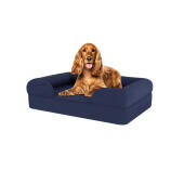Cane seduto su medio blu notte memoria schiuma bolster letto per cani