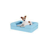 Cane seduto su piccolo cielo blu memoria schiuma bolster letto per cani