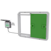 Porta automatica del pollaio verde