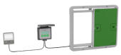 Omlet porta automatica del pollaio verde con pannello di controllo e luce del pollaio