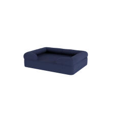 Un letto per cani in memory foam blu scuro.