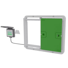 Porta automatica del pollaio verde