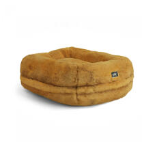 Omlet Lux ury super soft donut cat bed in colore giallo butterscotch