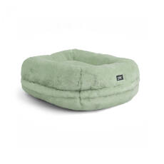 Omlet Lux ury super soft donut cat bed in mint gren colore