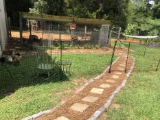 Una configurazione di gaden per polli usando la recinzione per polli.