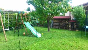 Utilizzando recinzioni per polli per tenere i polli fuori da certe aree del giardino.