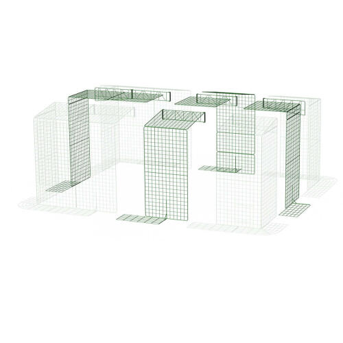 Diagramma di una pista walk-in che cambia dimensione da una 3x2x2 a una 4x3x2