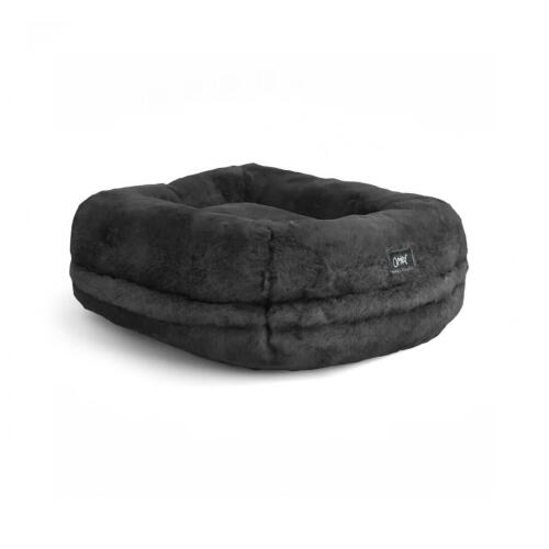 Omlet Lux ury super soft donut cat bed in earl grey