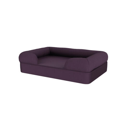 Un letto per cani in memory foam viola scuro.