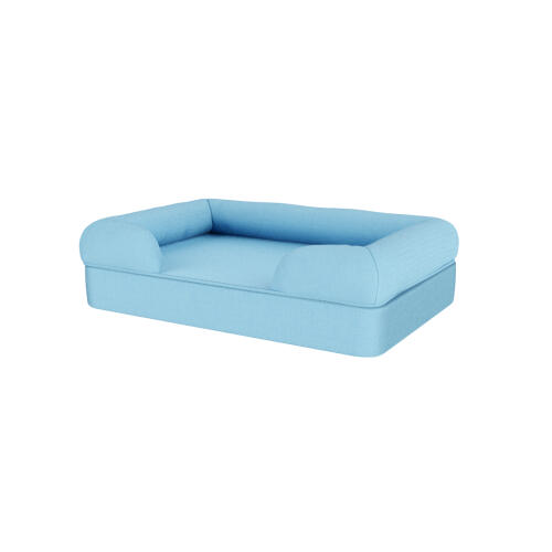 Un letto per cani in memory foam azzurro.