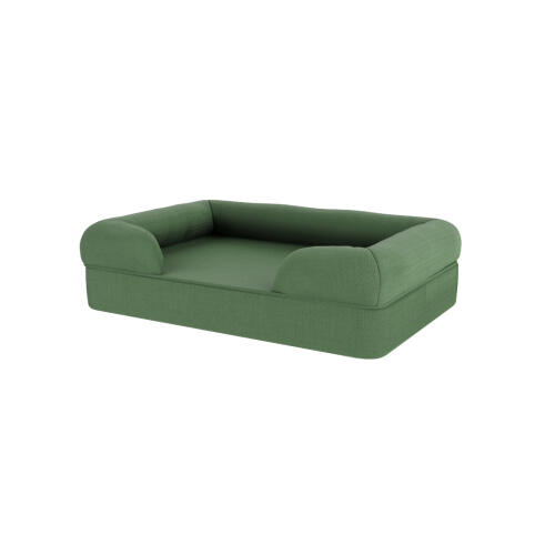 Un letto per cani in memory foam verde.