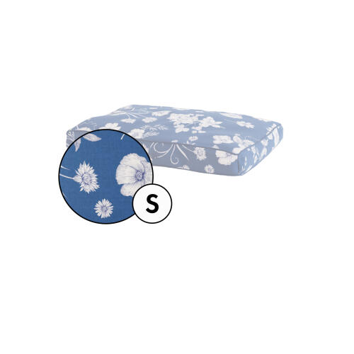 Piccolo cuscino copriletto per cani con stampa floreale blu gardenia in porcellana di Omlet.