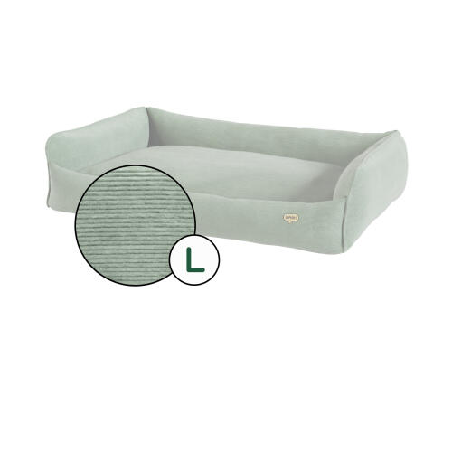 Letto per cani nest large in velluto a coste in tonalità verde muschio di Omlet.