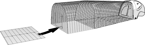 Uno schema della messa in opera del pannello del pavimento in un'estensione Eglu Cube 