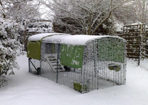 Verde Eglu Cube e correre nel giardino coperto di Snow