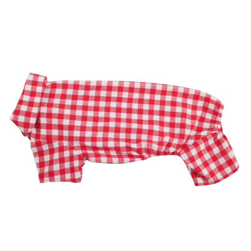 Cappotto per cani rosso e bianco