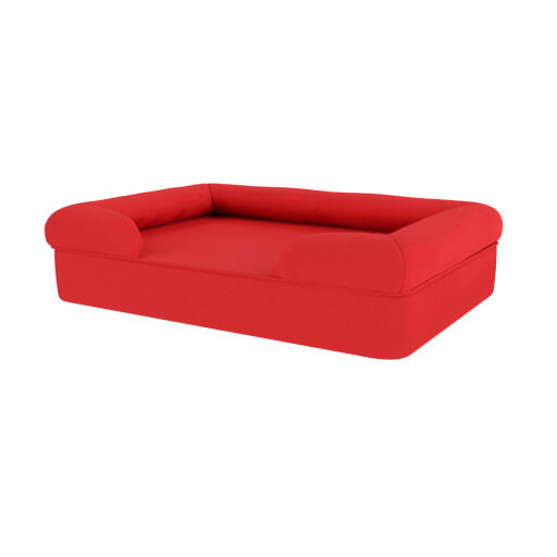 Letto a bolster per cani in memory foam rosso ciliegia