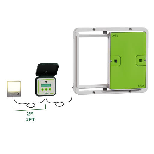 Omlet porta del pollaio automatico verde e luce del pollaio lunghezza