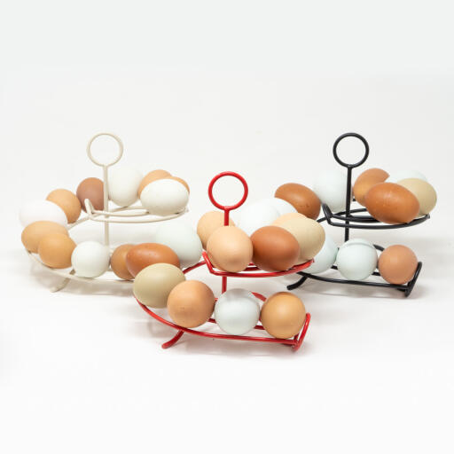 I porta uova in tre colori diversi
