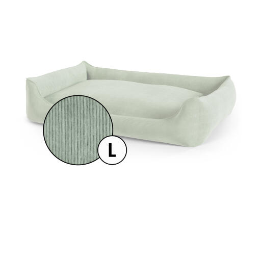 Letto per cani nest large in velluto a coste in tonalità verde muschio di Omlet.