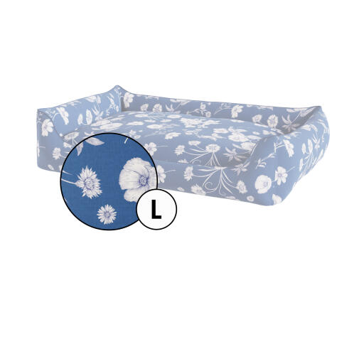 Copriletto medio per cani nest con stampa floreale blu gardenia in porcellana di Omlet.