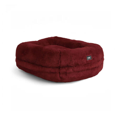 Omlet Lux ury super soft donut cat bed in colore rosso rubino