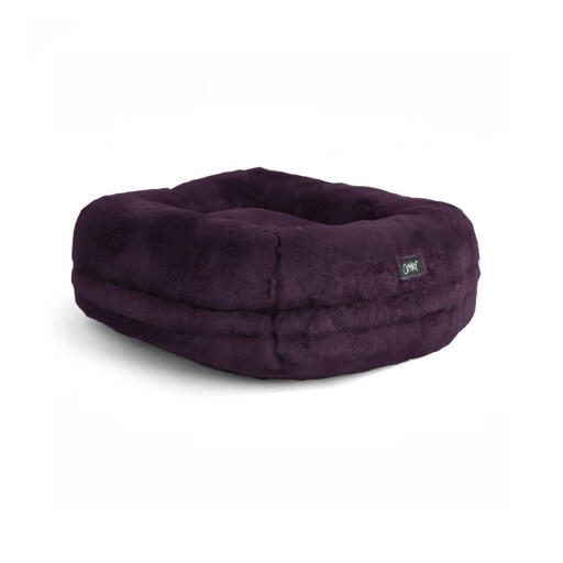 Omlet Lux ury super soft donut cat bed in colore fig purple