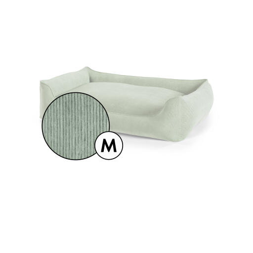 Letto per cani nest medio in velluto a coste nella tonalità verde muschio di Omlet.
