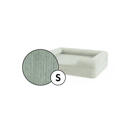 Cuccia bolster piccola in velluto a coste in tonalità verde muschio di Omlet.