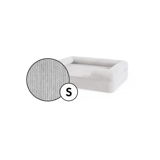 Letto a bolster per cani di piccola taglia in velluto a coste in tonalità grigio ciottolo di Omlet.