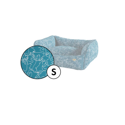 Copriletto per cani small nest con stampa di scarabocchi verde acqua di Omlet.