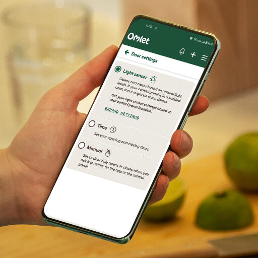 Primo piano della schermata dell'app Omlet 