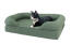 Omlet letto a cuscino in memory foam per gatti in verde salvia con gatto sdraiato su di esso