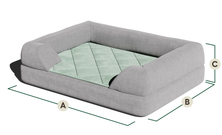 Dimensioni della cuccia per cani Topology con topper bolster.