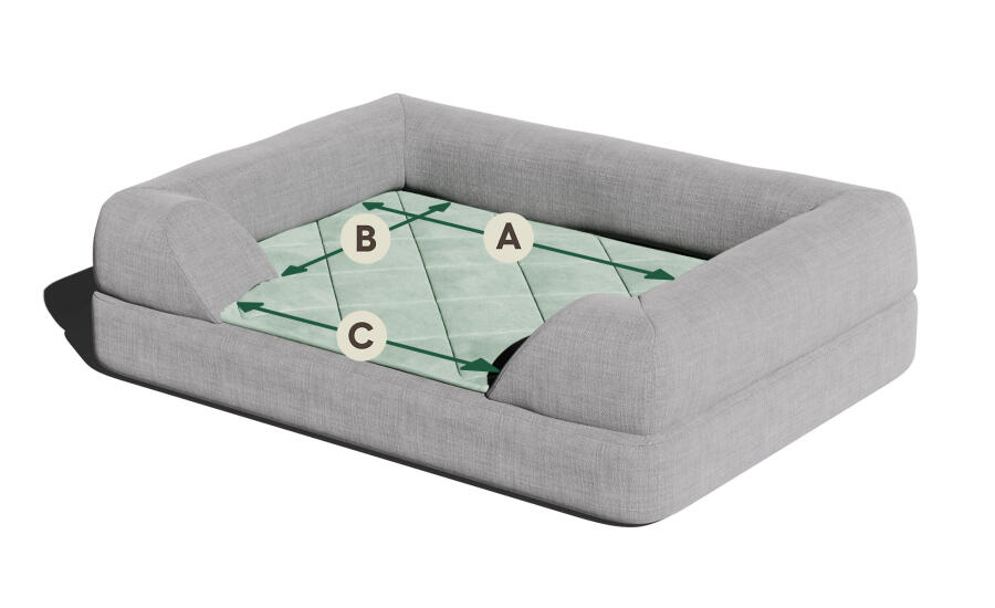 Dimensioni interne della cuccia per cani Topology con topper bolster.