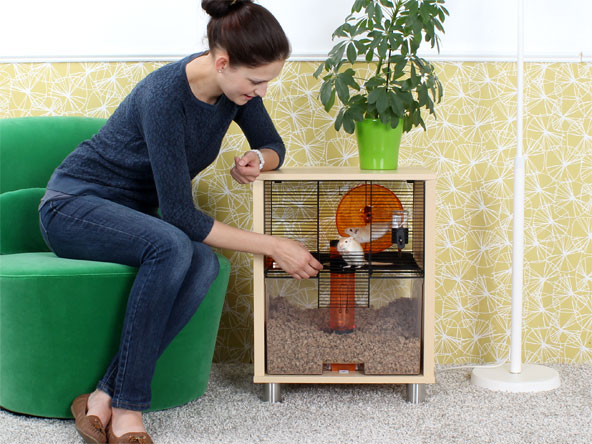 Qute being used as a side table.