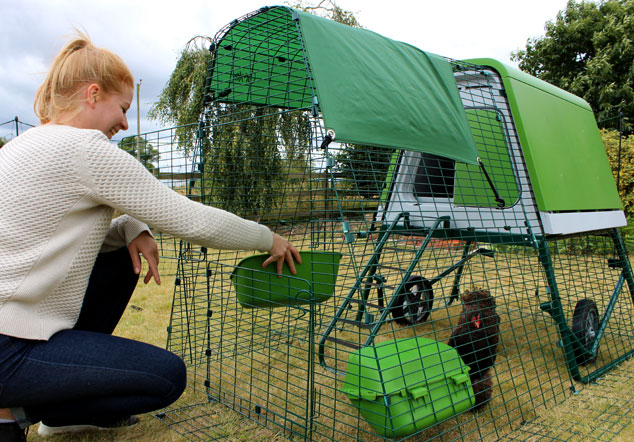 Il pollaio Eglu Go Up verde è perfetto nel vostro giardino e le galline lo amano