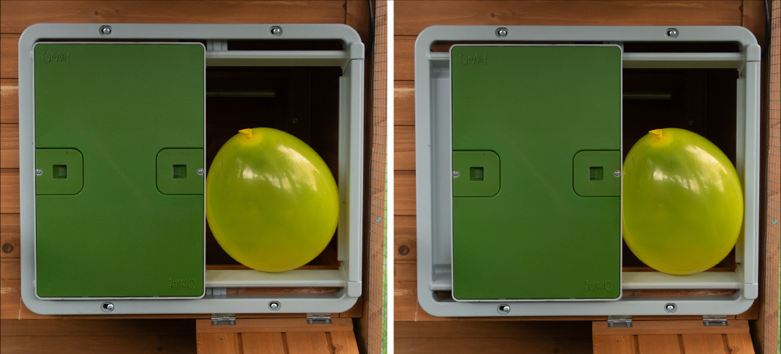 Un'immagine che dimostra il rilevatore di ostacoli Autodoor con un pallone