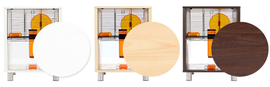 The three different colours of Qute (White, Birch and Walnut).
