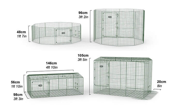 Dimensioni del recinto e delle reti Zippi per conigli