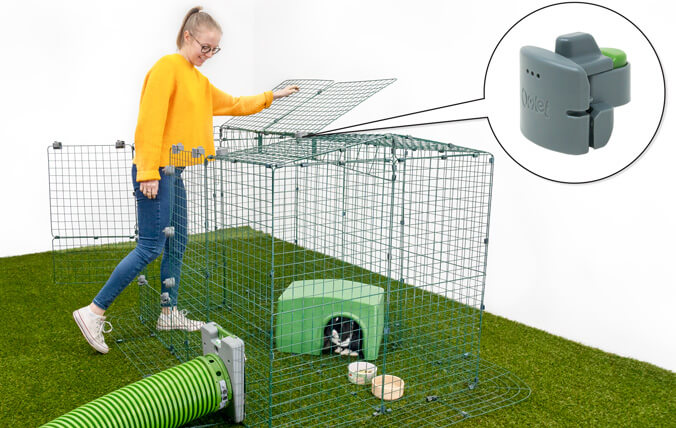 Utilizzando le chiusure ad accesso facilitato per recinti Zippi potrete trasformare qualunque pannello di rete in una porta o sportello per un accesso facile ai pet.